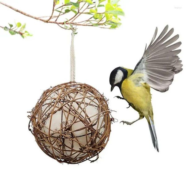 Otros suministros de pájaros de nido de colibríes de nido de nido de nidos de nidos fáciles de colgar ratán natural para patios jardines patios