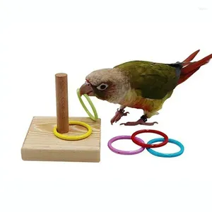 Autres fournitures d'oiseaux Intelligence Training Toy Parrot Interactive Table Toys Toys Color Rings Toss Wooden Base Games Random