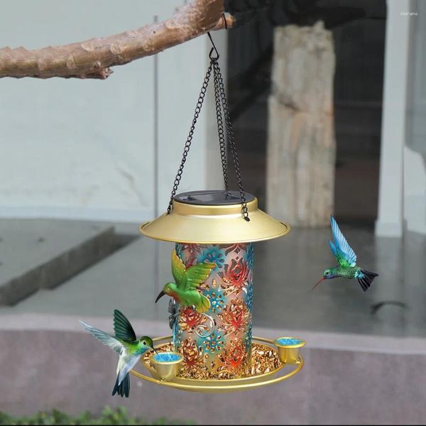 Otros suministros de aves de hierro colorido alimentador de colibrí led jardín decorativo decorativo de alimentación de luz de alimentación y bebida