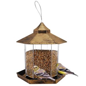 Autres Fournitures Pour Oiseaux Grande Capacité Avec Toit Hexagone Gazebo Extérieur Jardin Cour En Plastique Suspendu Mangeoire Sauvage Snacks Stockage À L'extérieur Décoration 230130