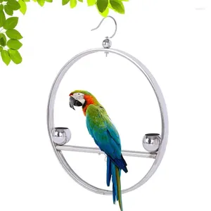 Autres fournitures d'oiseaux Swing en acier inoxydable du support de perroquet en métal avec cadre de crochet suspendu pour le balcon de cage à oiseaux accessoires pour animaux de compagnie