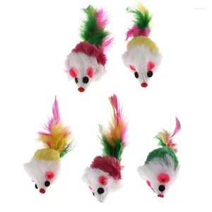 Autres fournitures d'oiseau mini-souris Pet Cat Interactive Toys chaton avec plume colorée en peluche drôle