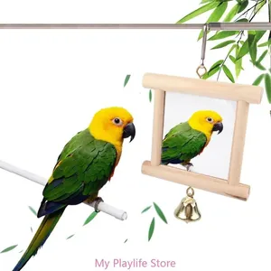 Autres fournitures d'oiseaux miroir jouet petite cage de perroquet avec cloches animal de compagnie interactif