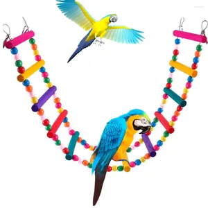 Autres fournitures d'oiseaux en bois multicolore suspension d'échelle d'escalade 4-12 échelles de pont colorées balançoires pour les oiseaux perruche