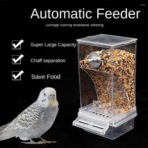 Autres fournitures d'oiseaux Pas de mangeoires de désordre Automatique Parrot Feeder Buveur Acrylique Graine Alimentaire Conteneur Cage Accessoires Pour Petits Et Moyens Para