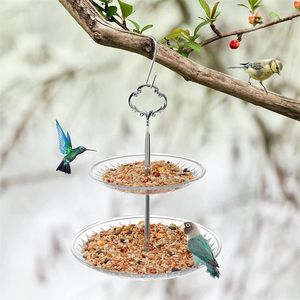 Autres fournitures d'oiseaux Outil d'alimentation en plein air 2 couches légères durables suspendues paresseuses mangeoire de jardin créative