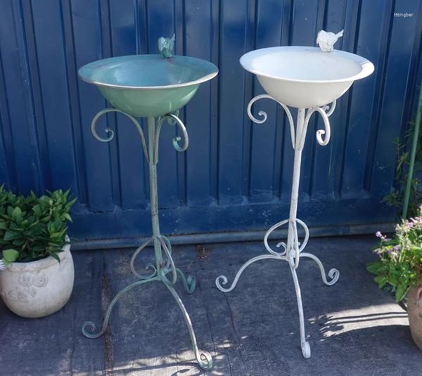 Autres fournitures d'oiseaux Décor de jardin extérieur Trépied Support en métal Détachable Bol de bain vintage