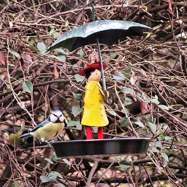 Autres fournitures pour oiseaux mangeoires suspendues en plein air fille avec parapluie plateau créatif pour jardin cour décoration 230130