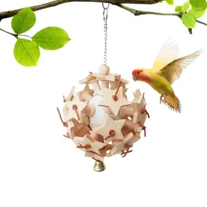 Autres fournitures pour oiseaux Jouets pour perruches Cage à morsure en bois Accessoires portables pour perroquets Bloc en bois pour petits calopsittes