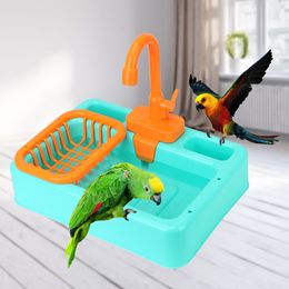 Autres fournitures pour oiseaux Perroquet Bain douche Baignoire Jouets Perroquets automatique Pataugeoire avec robinet Piscines Pet Feeder Cuisine Playset 230711