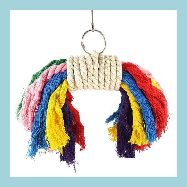 Autres fournitures d'oiseaux Perroquet Bite Jouets Pet Perch Tressé Budgie Chew Coton Corde Cage À Oiseaux Conure Cockatiel Jouet Animaux Oiseaux Formation Acc Dhw0B