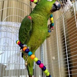 Autres fournitures d'oiseaux Perrot Bites Toy Fuuny Fuuny résistant aux perles de bois d'échelle en spirale pour la maison