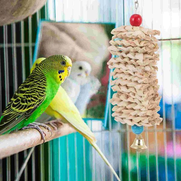 Autres fournitures d'oiseaux Perroquet mâcher jouet calopsitte jouets suspendus perruche naturelle mordant maïs grands accessoires à mâcher pour cages