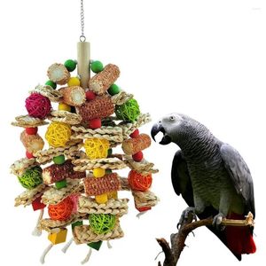Autres fournitures d'oiseaux Perroquet à mâcher jouet coloré en bois naturel boule de rotin puzzle cage escalade pour calopsittes aras oiseaux moyens