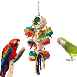 Otros suministros para pájaros Parrot Chewing Toy Wood Madre Colorido Toyos de masticación para accesorios de Conure Hangable Hangabables multifuncionales de cacatúa
