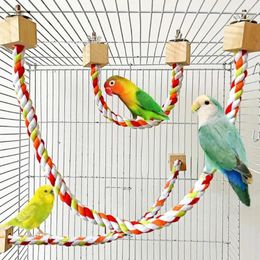 Andere vogels leveren papegaai kleur huisdier bijt Toys Wood Elastic Climbing Cage Toy Sturdy Swing Harness katoentouw