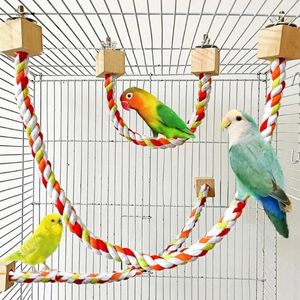 Autres fournitures d'oiseau Parrot Couleur Pet Pet Jouets en bois Elastic Cage Cage Toy Swing Swing Harness Colon Coton
