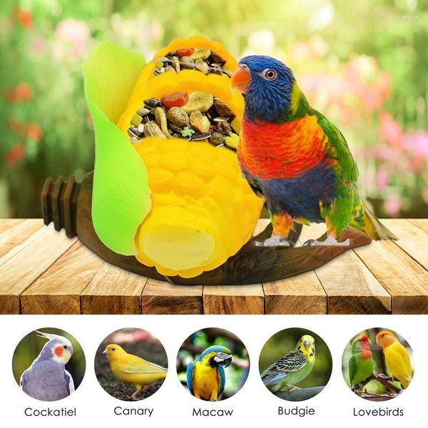 Autres fournitures pour oiseaux Cage de boîte de nourriture pour perroquet | Bol d'alimentation pour oiseaux en forme de maïs, tasse anti-éclaboussures pour la plupart