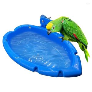 Andere vogelbenodigdheden Parrot Food Tray Multifunction Blue Bathtub Animal Cage Standing Wash Douchedoos Speelgoed Pet Reiniging Product Easy Installeren