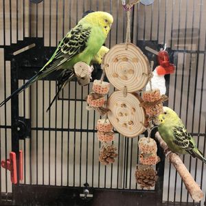 Otros suministros de aves Parrot muelen el pico y los juguetes de masticación Balance de la periquitos colgantes de la madera pájaros pequeños