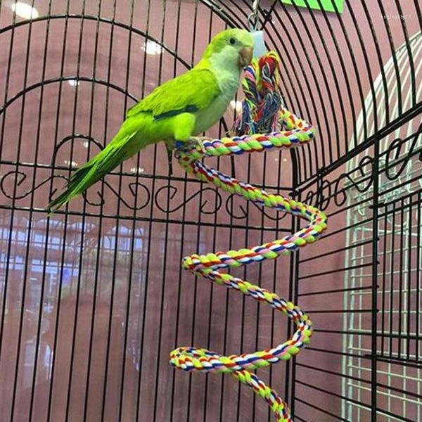 Autres fournitures pour oiseaux perroquet suspendu grignoter jouet coloré coton corde rotative échelle Cage petit animal formation accessoires