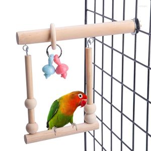 Autres fournitures d'oiseaux Perroquet Perches Stand Coloré Jouets à mâcher Petits oiseaux Balançoire en bois pour Lovebird Finch Canari Debout Cage de support d'entraînement