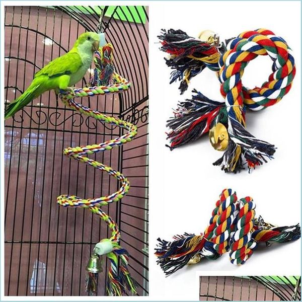 Autres Fournitures Pour Oiseaux Perroquet Corde Suspendue Perruche Tressée À Mâcher Perche Cage À Oiseaux Calopsitte Jouet Pet Stand Formation Accessoires Conure Swing Dhp0E