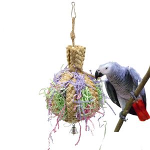 Autres fournitures d'oiseaux Perroquet Broyeur Jouet Sec Antibiting Cage Fourrage Mâcher avec Bell s s et accessoires pour animaux de compagnie 230130