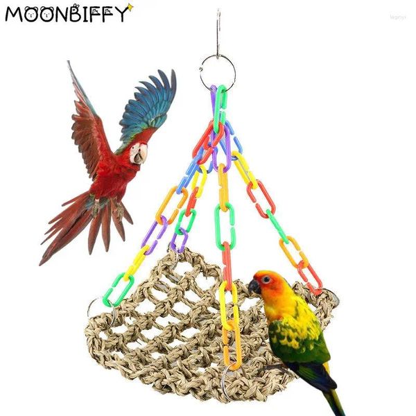 Otros suministros para pájaros Parrot Swing Toys Loros Jaula Colgante Forrajeo Masticar Juguete Seagrass Mat Piezas coloridas para ejercicio Accesorios para pájaros