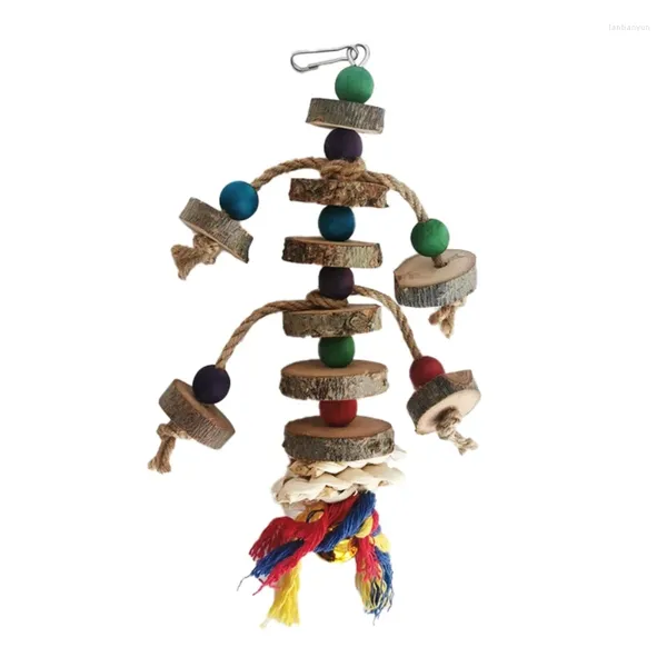 Autres fournitures d'oiseau Perrot Toy Perles en bois multicolores cordes Natural Blocs Déchirure pour les petits oiseaux Mini Macaw Amazon PAR