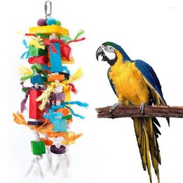 Autres fournitures d'oiseaux Perroquet Jouet Morsure en bois Moyen à grand pendentif cage colorée