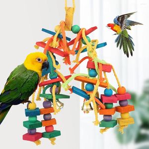 Autres fournitures d'oiseaux Parrot Toys Gubiles suspendues à corde suspendue Casquette de cage jouet coloré à mastication