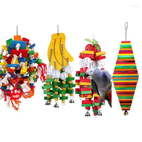 Otros suministros de pájaros Juguetes Parrot Swing con coloridas cuentas de madera Bananas y manzanas Bunches for Budgie Tortbirds Conure Birds