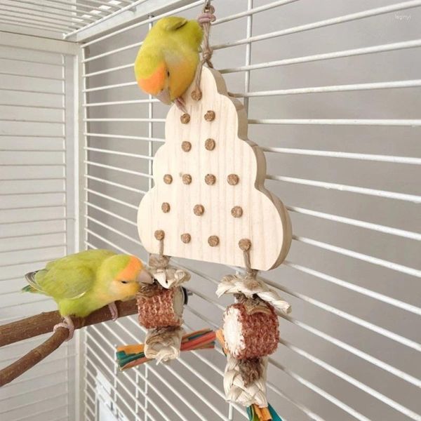 Otros suministros para pájaros Loros Pecking Block Toy Molienda de madera natural para pájaros pequeños Jaula de pájaros Entretenimiento colgante