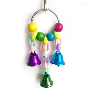 Autres fournitures d'oiseaux perroquets jouets accessoires perles colorées cloches animaux jouets balançoire support perruche perruche cage perroquet à mâcher