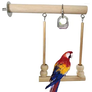 Autres fournitures d'oiseau perroquets Toys Swing Exercice d'escalade de jeu de jeu suspendu au pont en bois Perrot Perrot Macaw Hammock jouet avec cloches