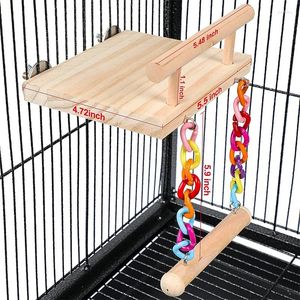 Autres fournitures d'oiseau Perches Cage Toys Parrot Plate-forme en bois Player les gymnases Stands avec swing en bois en acrylique