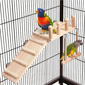Autres fournitures d'oiseaux Perches Platform Swing Classement Échelle Perrot Cage Accessoires en bois jouant des gymnases