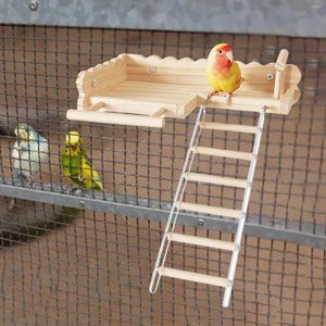 Autres fournitures d'oiseau Perche Perche avec échelle en bois Birdcage Stand Toys Cage Accessoires pour les pochettes Buffes Small Animal Hedgehog