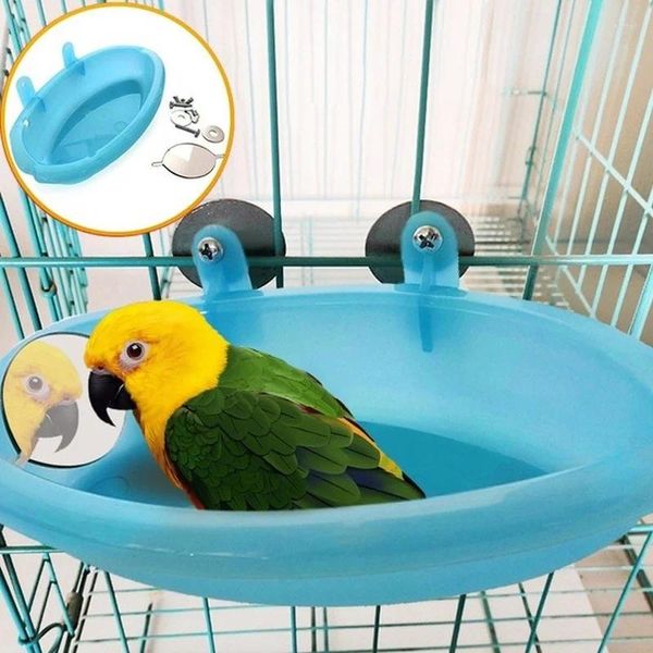 Otros suministros para pájaros Jaula de baño para mascotas con espejo Parrot Bañera Caja de ducha Pequeños juguetes Accesorios