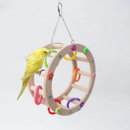 Andere vogels benodigdheden huisdiervogel papegaai houten reuzen wiel spelen gym hangende swing ladder standaard klimmen kauw boog kleurrijk medium en klein vogelspeelgoed 221122