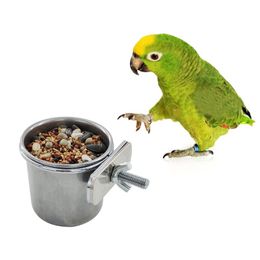 Autres Fournitures Pour Oiseaux Oiseaux De Compagnie Suspendus Cage Bol Plat Tasse Anti-retournement En Acier Inoxydable Alimentation Nourriture Potable Mangeoire Pour Perruche Amour Finche