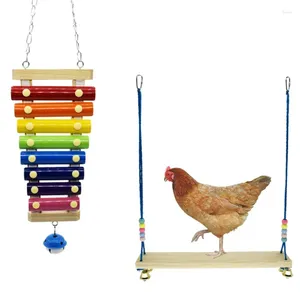 Autres fournitures d'oiseau pour animaux de compagnie perroquets macaw bois coloré xylophone jouet poulies canards stand swing poulet picin