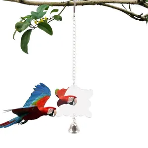 Autres fournitures d'oiseaux Cage pour animaux de compagnie Jouet 1pcs Unique Miroir interactif Bell Jouets Sûr Léger Suspendus Accessoires pour oiseaux