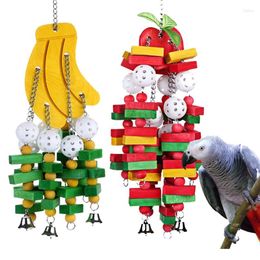 Autres fournitures d'oiseaux Jouets à mâcher pour animaux de compagnie Blocs en bois colorés Perles acryliques Perroquet Bite Bridge Tearing Cockatiels Training Hang Swing