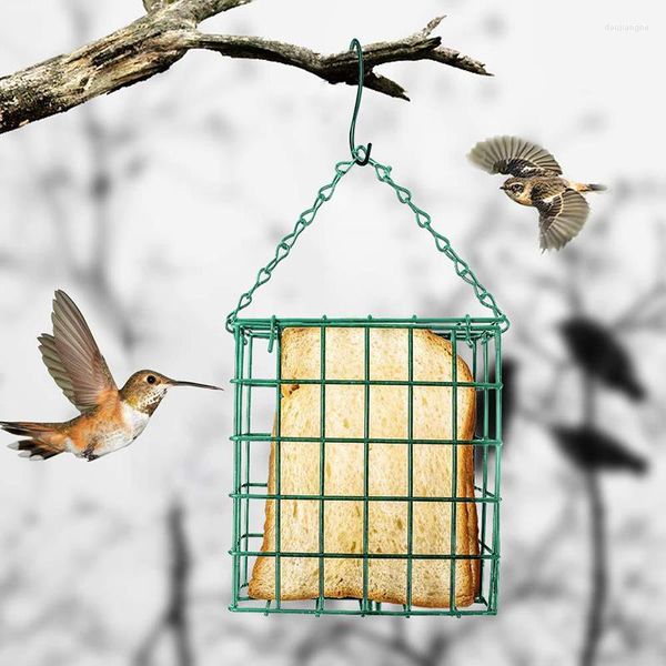 Autres fournitures d'oiseaux Mangeoire pour animaux de compagnie en plein air Bloc de pain carré vert Dispositif alimentaire Suet Cage