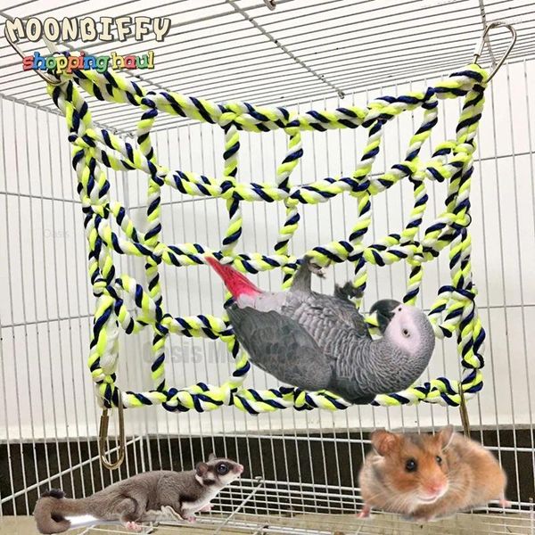 Autres fournitures d'oiseaux Hamac pour animaux de compagnie Jouet Hamster Écureuil Chiot Net Corde Maison Balcon Tissage coloré Perroquet d'escalade