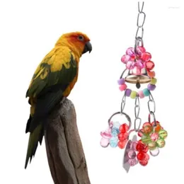 Andere vogels leveren huisdierparrot kooi speelgoed hangende kauw acryl spiegel string speelgoed met bel voor parket
