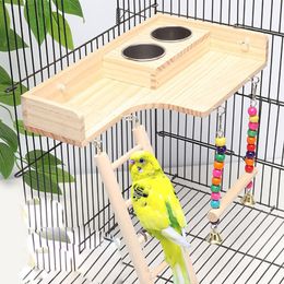 Andere vogels benodigdheden huisdierpapegaai speeltuin met 2 kopjes speelgoed feeder bureau swing klimhangende ladder brug hout valkparkiet playstand 230130