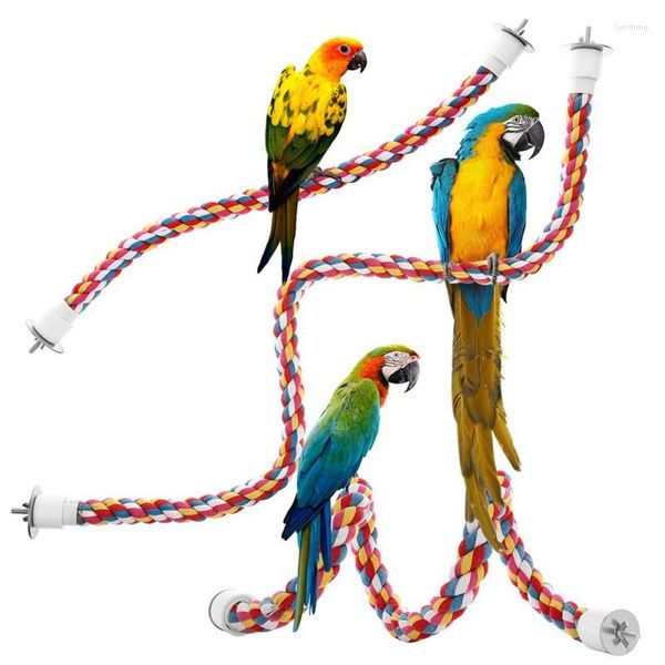 Autres fournitures pour oiseaux Jouets pour perroquets pour animaux de compagnie Corde en coton coloré Habitat Cage Accessoires Jouet en flanelle Bungee